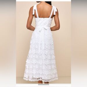 Lulus embroidered tie strap midi dress NWT